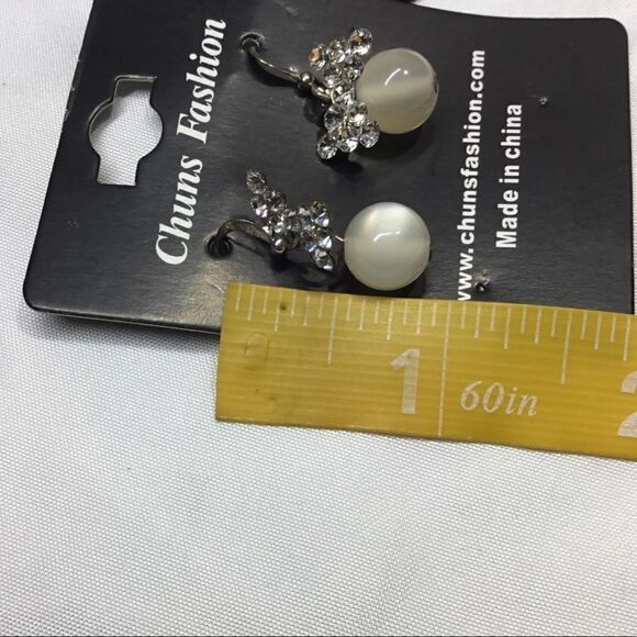 Crystal Bow Tie Ball Drop Earrings (UC3) - Picture 5 of 5